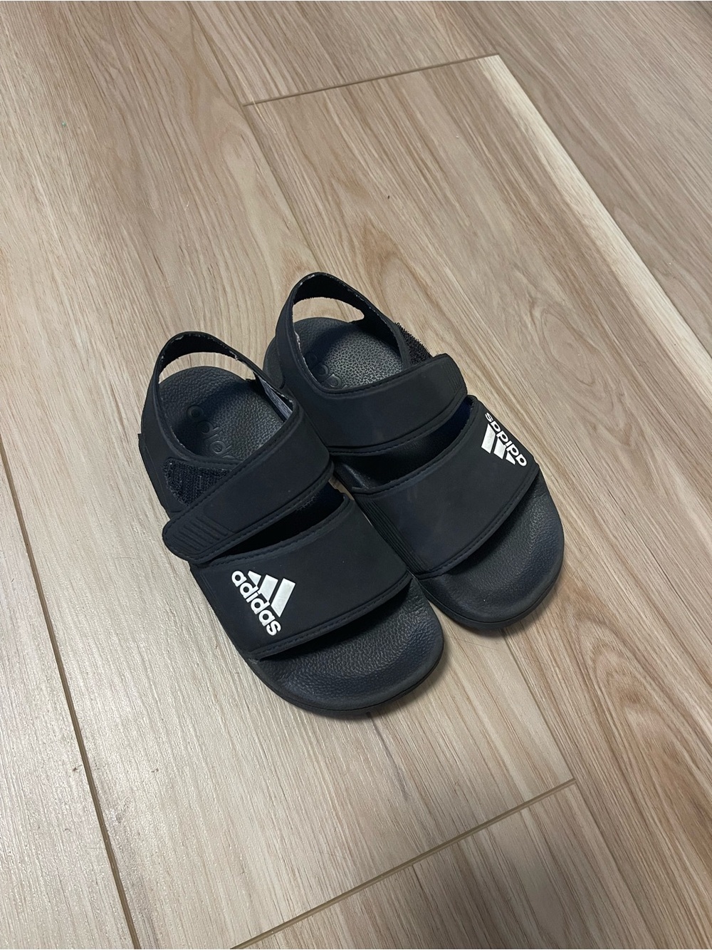 adidas Kids Black Double-Strap Slide Sandals Size 10 Toddlers